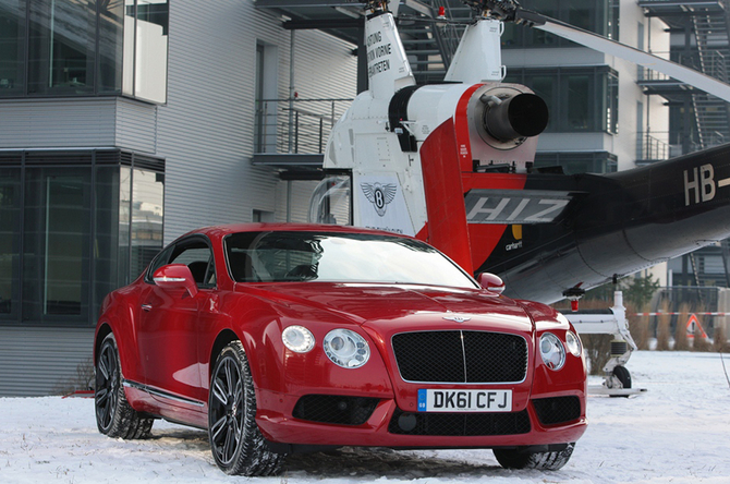 New Bentley Continental V8 Helicoptered into Munich