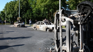 Cars being destroyed with London riots