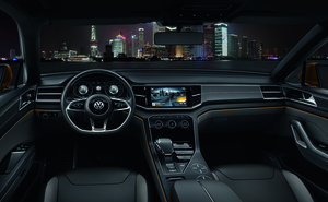 Volkswagen packed the concept with technology including two large LCD screens and Nappa leather