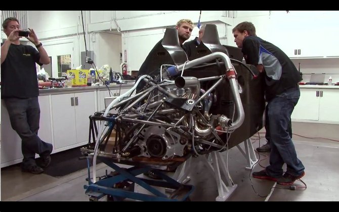 The video shows the engine being started for the first time