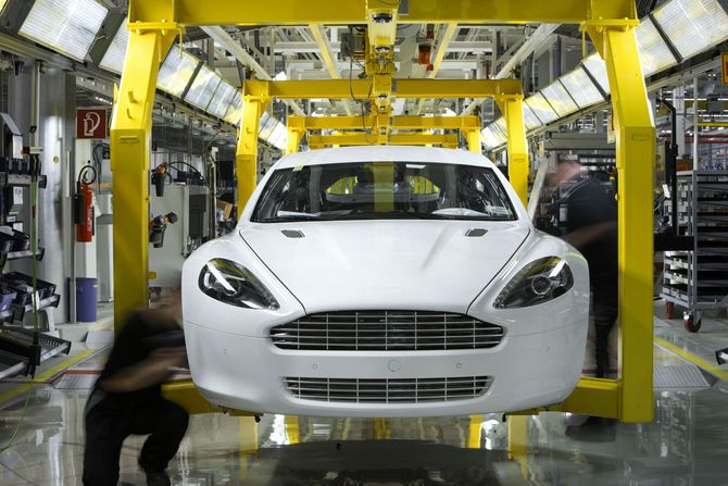 First Rapide leaving the Aston Martin assembly line