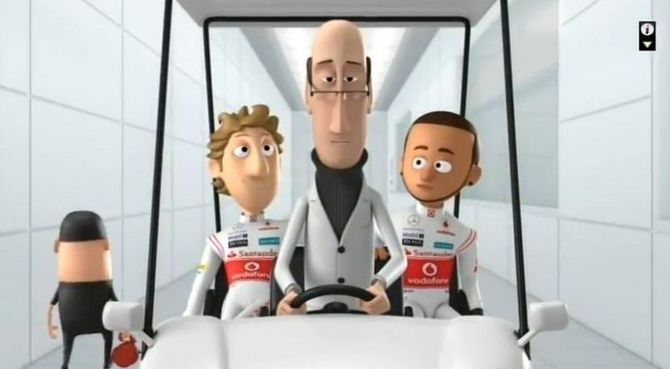 Jenson Button e Lewis Hamilton foram transformados em desenhos animados