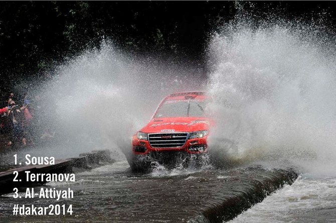 Portuguese driver Carlos Sousa led the first day's stage in his Great Wall truck