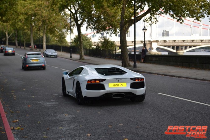 Lamborghini Aventador on the road