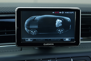 An infotainment screen will show power use