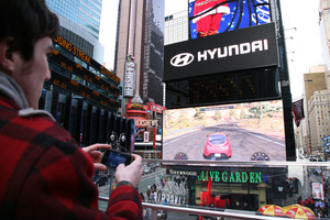 Race a Hyundai from your Iphone on a Billboard Above Times Square