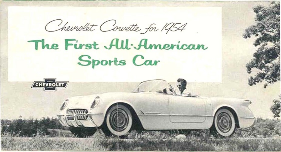 The cover of the 1954 Corvette brochure