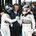 The two Mercedes drivers shaking hands at the end of the race